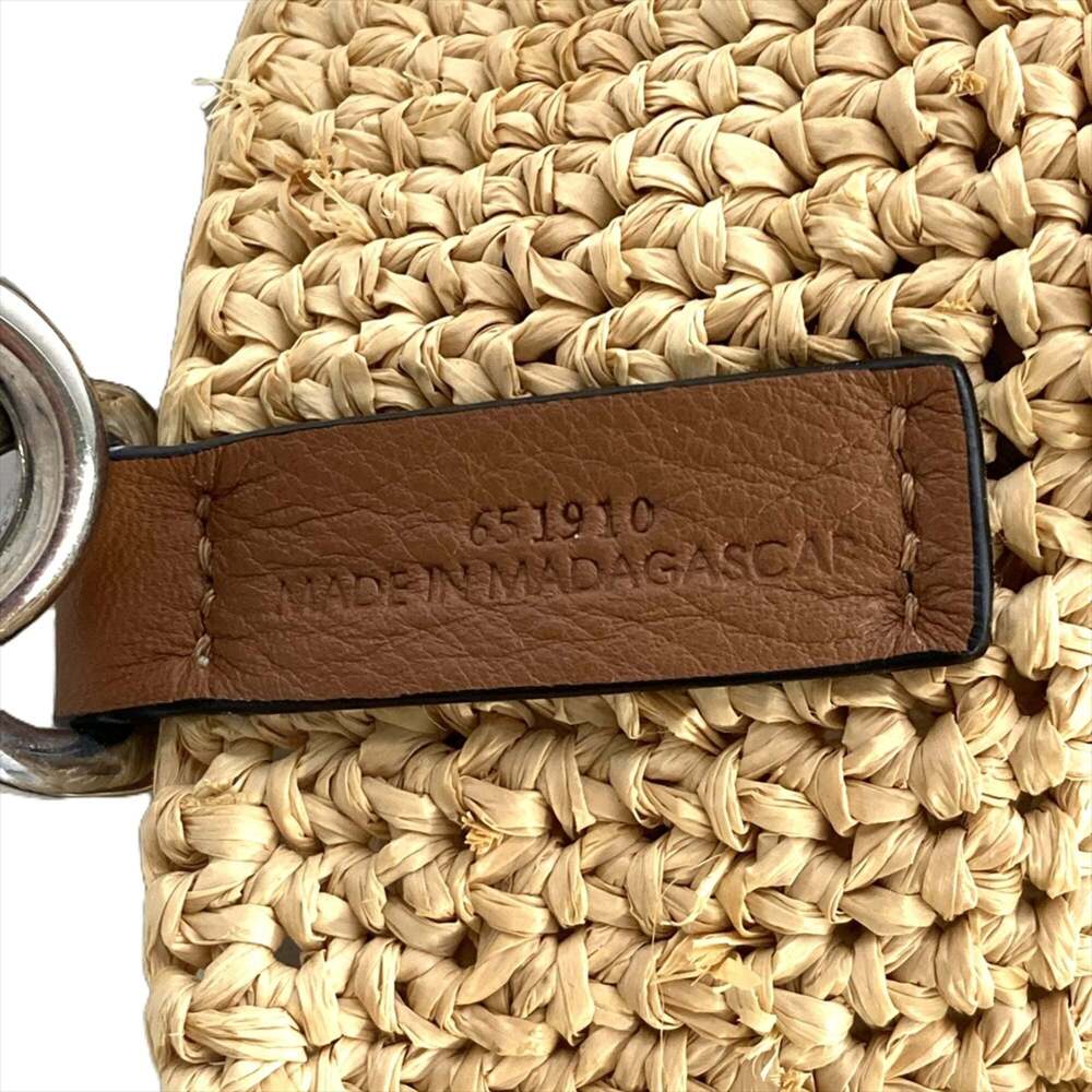 LOEWE Slit Mini Shoulder Bag in Beige Raffia Leather with Silver Hardware and... - Picture 8 of 9
